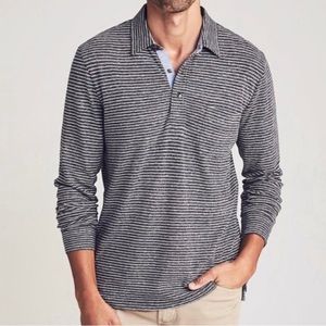 NWT Faherty Luxe Striped Heather Polo Long Sleeve